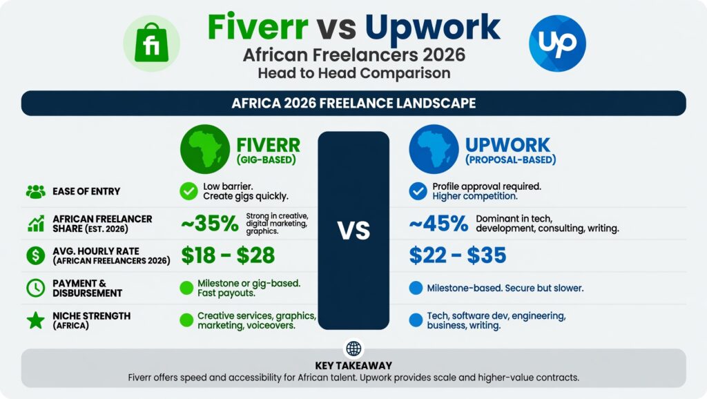 "Fiverr vs Upwork African freelancers 2026 head to head comparison"